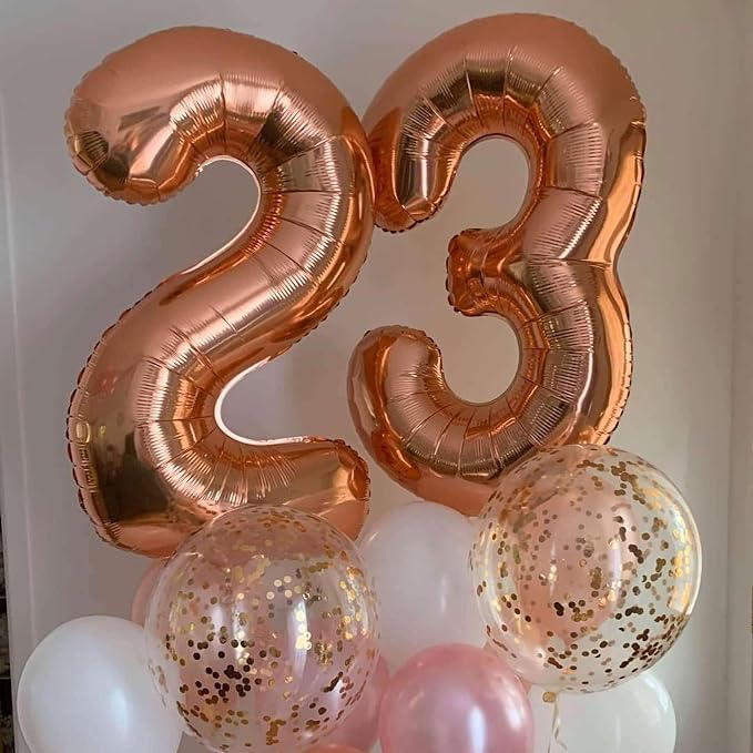 Rose Gold 28 Number Balloons, 40 Inch Giant Number 28 Balloons Foil Mylar - Image 4