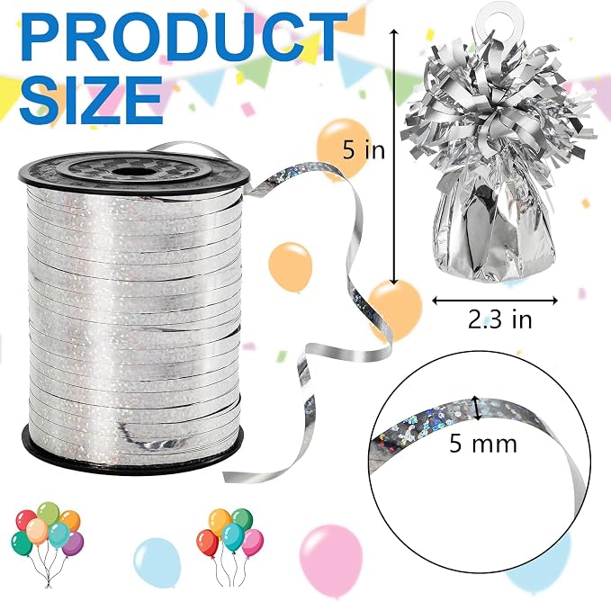 Frcctre 24 Pack Balloon Weights Metallic Silver Anchors Balloon Holder Foil - Image 2