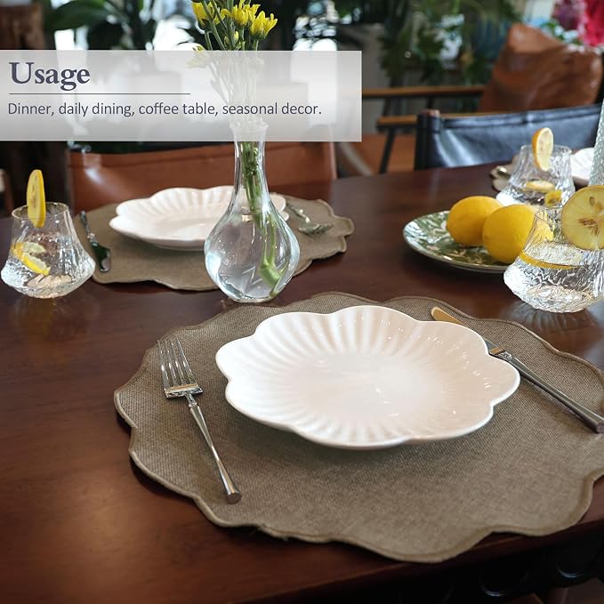 AHHFSMEI Round Faux Linen Placemats Set of 4 Heat Resistant Non-Slip Stain - Image 6
