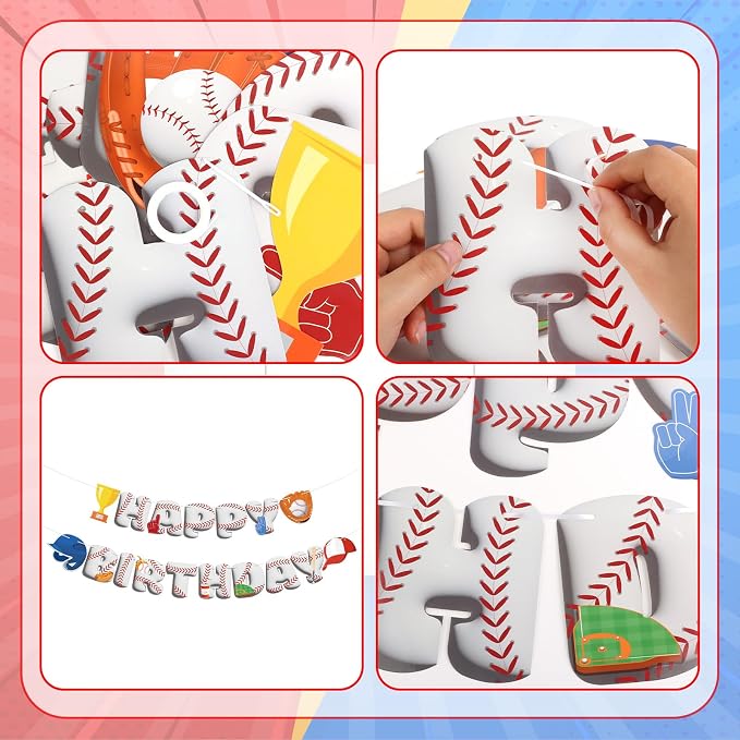 Baseball Birthday Decorations Baseball Happy Birthday Banner Sport Theme - Image 3