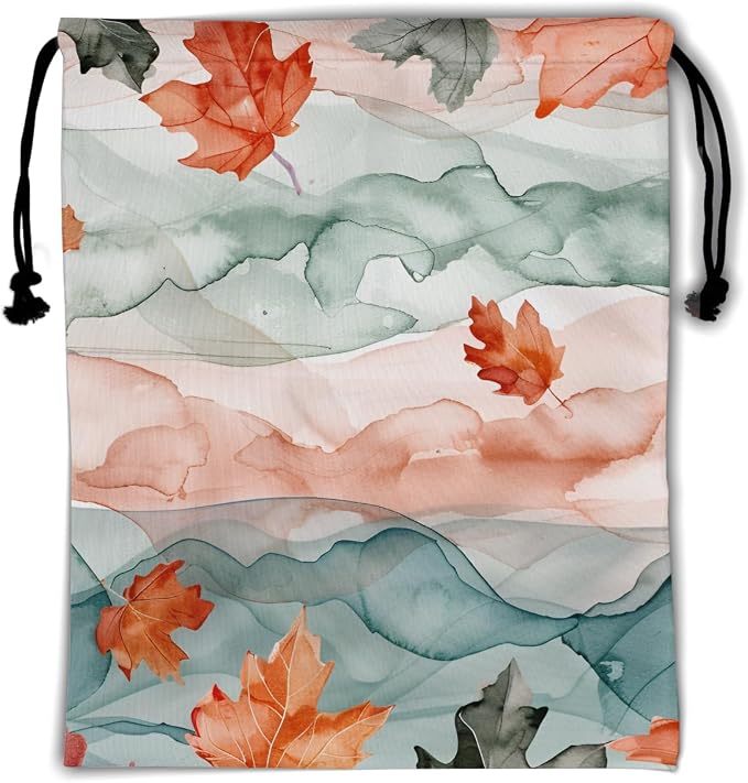 Watercolor Leaves Gymnastics Grip Bag Fall Leaf Drawstring Bag Shoes Towel Gym by Giwawa