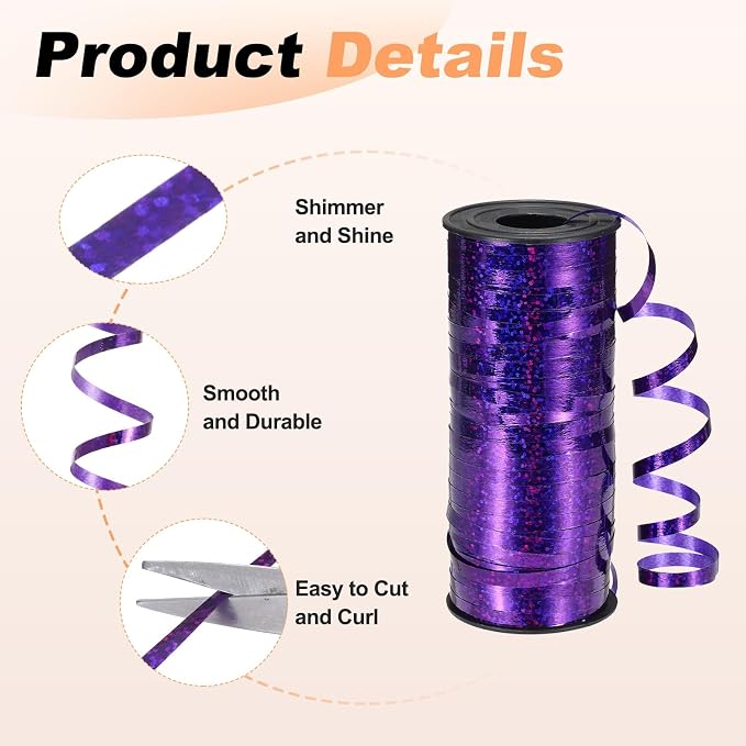 PATIKIL Glitter Curling Ribbon 100yds x 1/5" Plastic Balloon String Ribbon | - Image 3