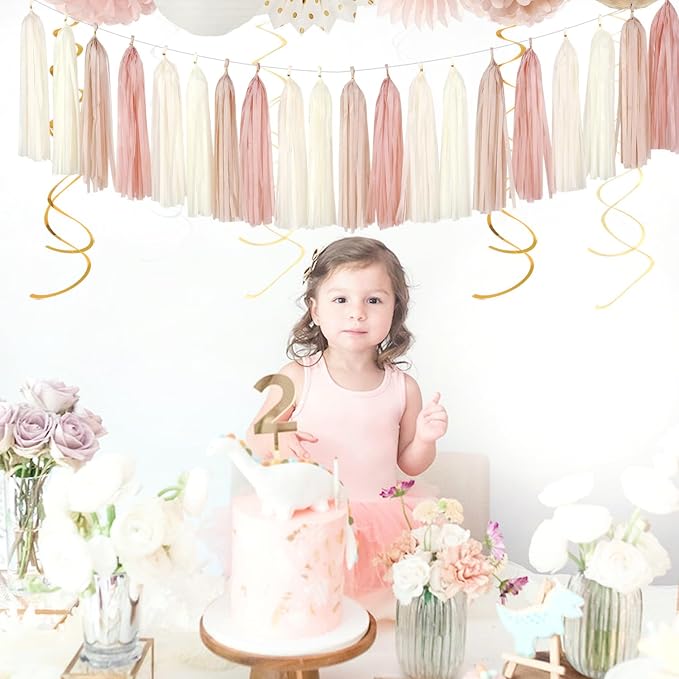 Champagne-Gold Beige Boho Party-Decorations Tassel-Garland - Image 7