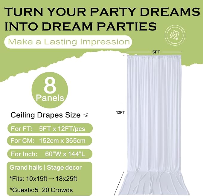 40ft×12ft White Backdrop Curtain - Image 7