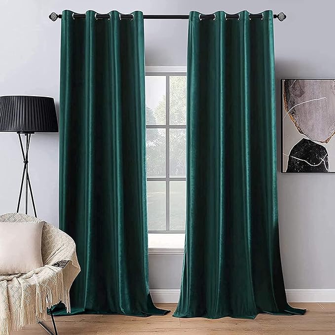 MIULEE Velvet Curtains Christmas Dark Green 52 x 90 Inch Length Set of 2 | by MIULEE