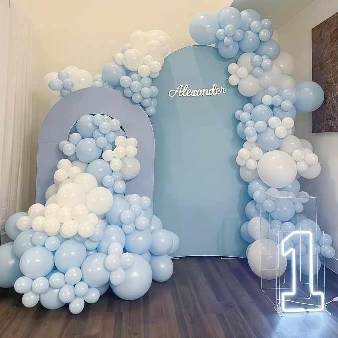 Pastel Blue and White Balloons, 12 Inch 35PCS Light Baby Blue Pearl White - Image 6