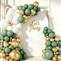 Sage Green Gold Balloon Garland Arch Kit 160Pcs Sage Green White and Gold Latex by Unknown