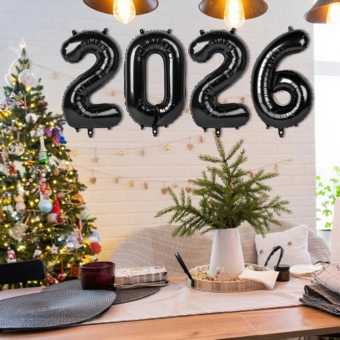 2026 Balloon Numbers Party Decorations, 40In Black Balloons - Image 3