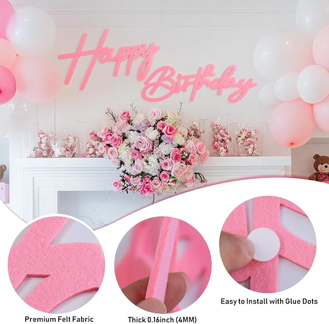 Pink Happy Birthday Sign for Backdrop - Image 4