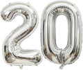 40 Inch Silver 20 Number Balloons Giant 20 Balloons Silver Birthday 20 Balloons by LHOAVWE