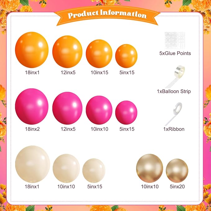 Pink and Orange Balloon Arch Kit - Image 2
