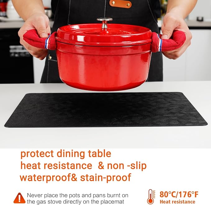 Vinyl Placemats Set of 12 Heat Resistant Easy Clean Non-Slip Place Mats - Image 4