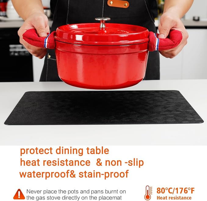 Vinyl Placemats Set of 8 Heat Resistant Easy Clean Non-Slip Place Mats - Image 4