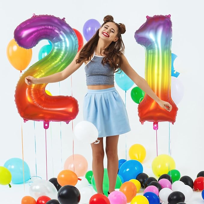 Rainbow Number 1 Balloon 40 Inch, Big Large Foil Number Balloons, Gradient - Image 5
