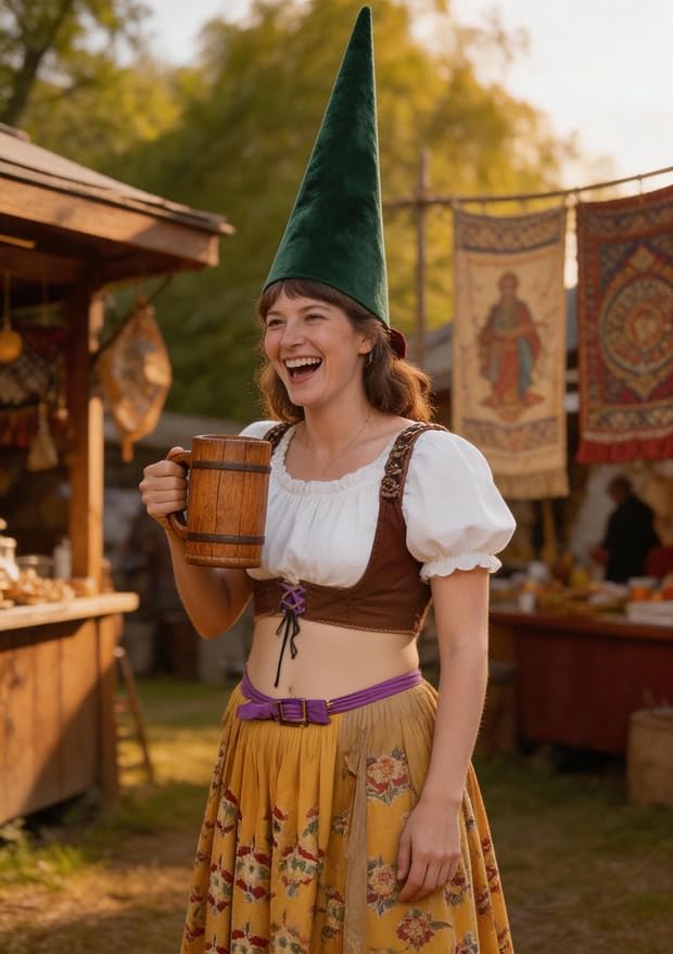 Medieval Pointed Cone Hat Renaissance Dwarf Elf Headwear - Image 5
