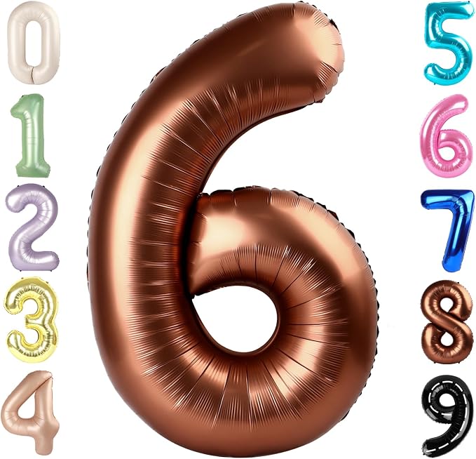 Number Balloons 40 Inch Coffee 6 Balloon by Mluchee