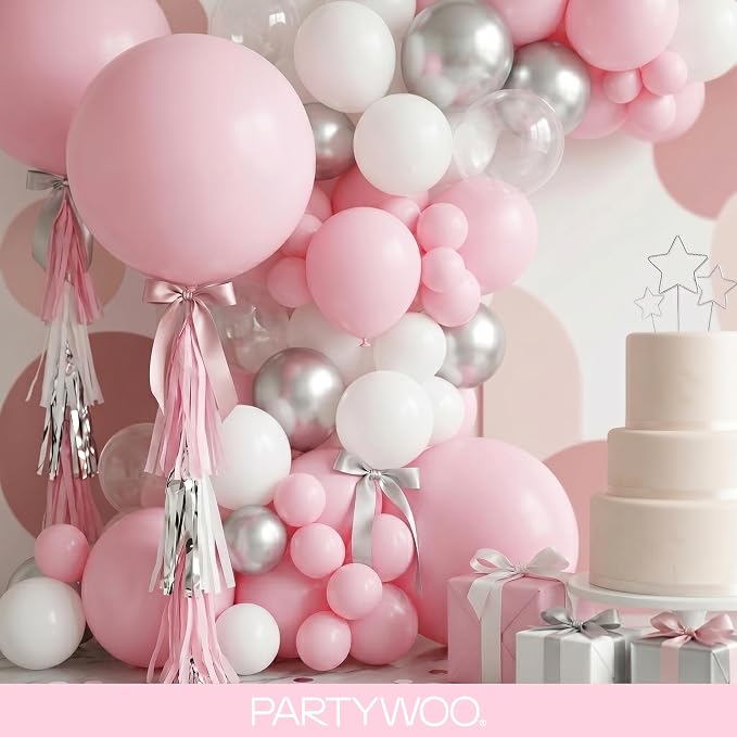 PartyWoo Light Pink Balloons 127pcs Pastel Pale Baby Pink Color | 36 18 12 10 5 - Image 8