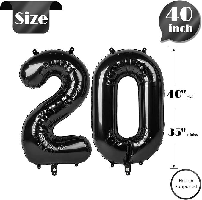 Black Number 20 Balloon 40 Inch - Image 5