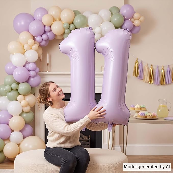 Cream Number 11 Balloon 40 Inch, Foil Digit Set - Image 2