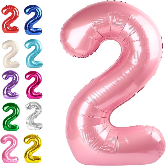 Pearl Pink Number 2 Balloon 40 inch, Balloon numbers party supplies, deco photo by Upgesy