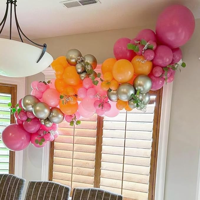 Pink and Orange Balloon Arch Kit, 18 12 10 5 Inch Different Size Balloons - Image 7