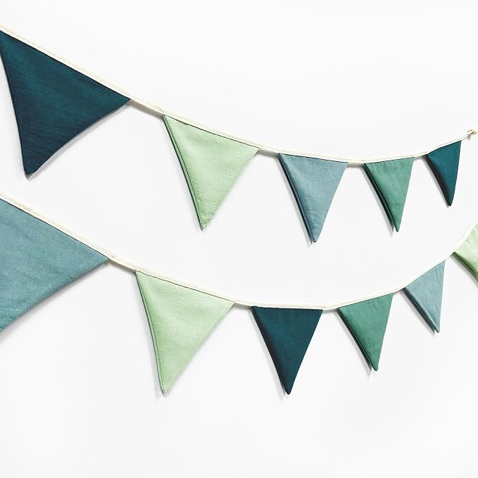 2 Sets of Gradient Dark Green Pennant Banner 24Pcs Nursery Garland Flags Sage - Image 3