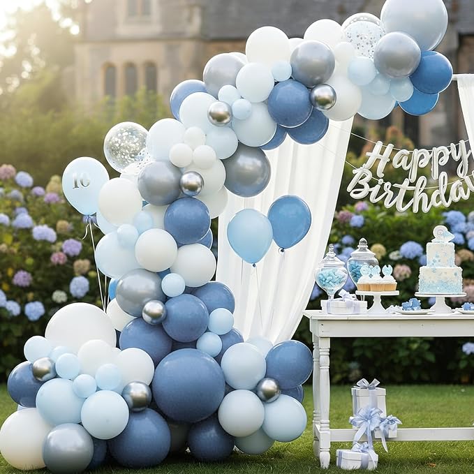 RUBFAC Dusty Blue Balloons 129pcs Different Sizes Pack of 18 12 10 5 Inch | - Image 5