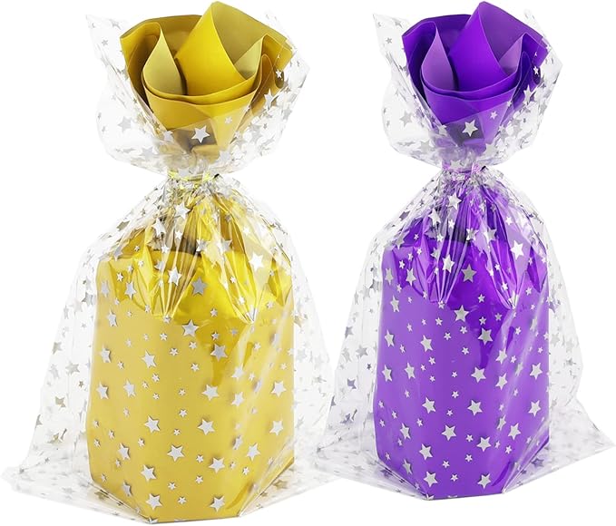 100 Pcs Star Printed 5"X 11" Gift Wrap Cello Cellophane Treat Bags Plastic Poly - Image 6