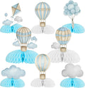 8Pcs Hot Air Balloon Honeycomb Centerpieces Blue Hot Air Balloon Clouds Table by Festiblast