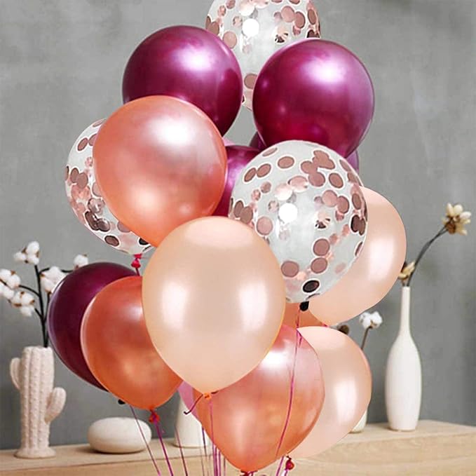 Rose Gold Balloons Burgundy Balloons Kit, 12 Inch - Image 4