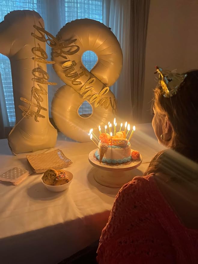 18 Balloon Numbers Foil 40Inch for 18 Year Old Birthday Decorations, Cream | - Image 3