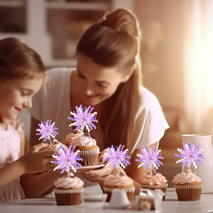 Gyufise 30Pcs Foil Firework Cupcake Toppers Happy Birthday Cake Toppers Tinsel - Image 6