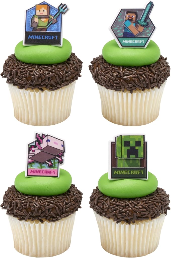 DecoPac Minecraft Lush Finds Rings, Cupcake Decorations Featuring Creeper - Image 9