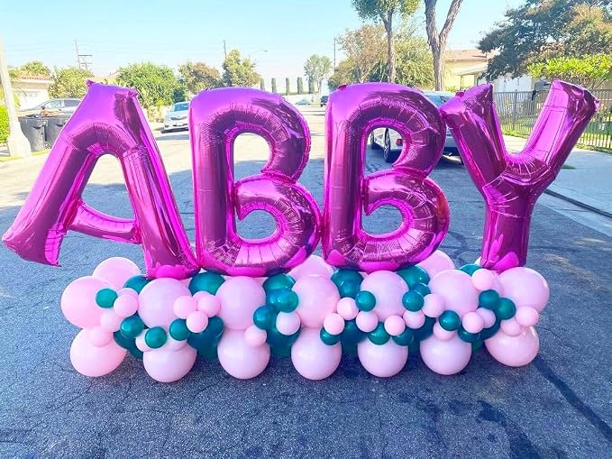 Hot Pink Letter E Balloons, E Letter Balloon 40 Inch Foil E Balloon | Hot Pink - Image 2