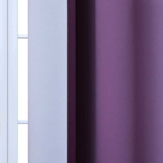 Yakamok Greyish White to Purple Ombre Curtain - Image 3
