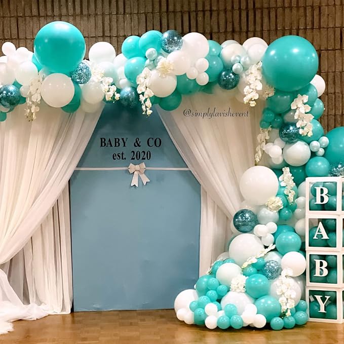 Voircoloria 130pcs Teal Balloons Garland Arch Kit, 18 12 10 5 Inch | - Image 8