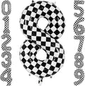 Checkered Number 8 Balloon 40 Inch, Large Foil Black and White Number Balloons by AIQINHU