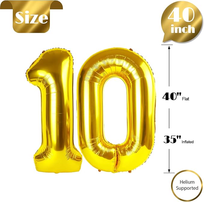 Gold Number 10 Balloon 40 Inch - Image 5