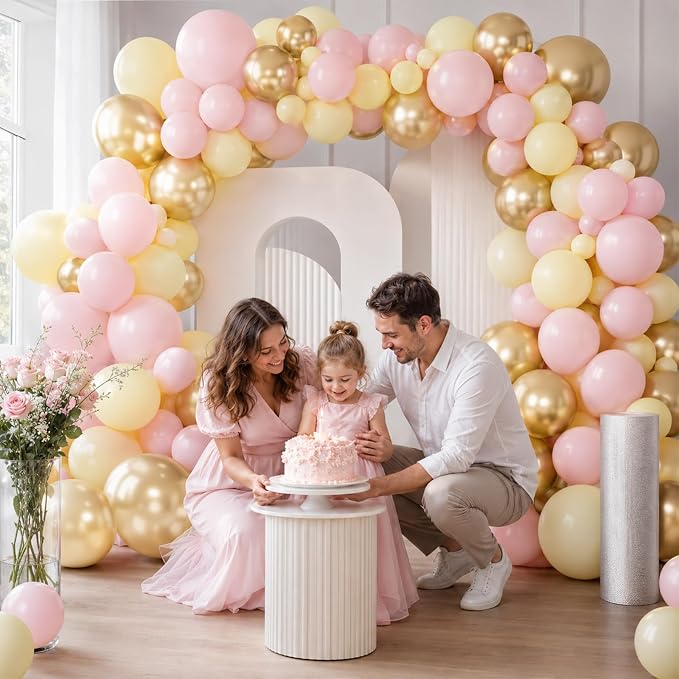 Pink Yellow Gold Balloons - Image 4