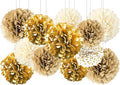 Gold White Party Decorations, Pompoms Flowers by SIPRKAICT