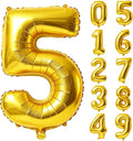 40 Inch Number 5 Balloons for 5th Birthday Party Decorations, 0-100 Gold Large by FOBELEC