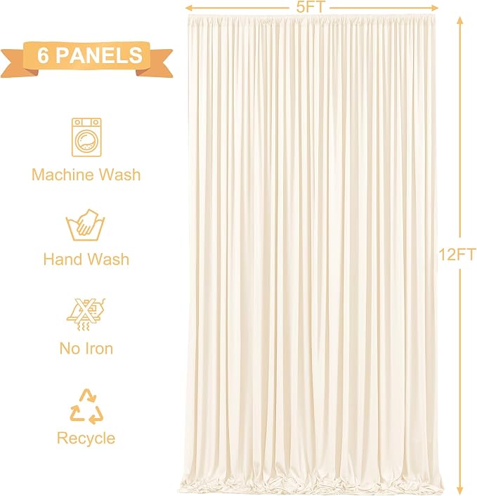 6 Panels Champagne Backdrop Curtains - Image 6