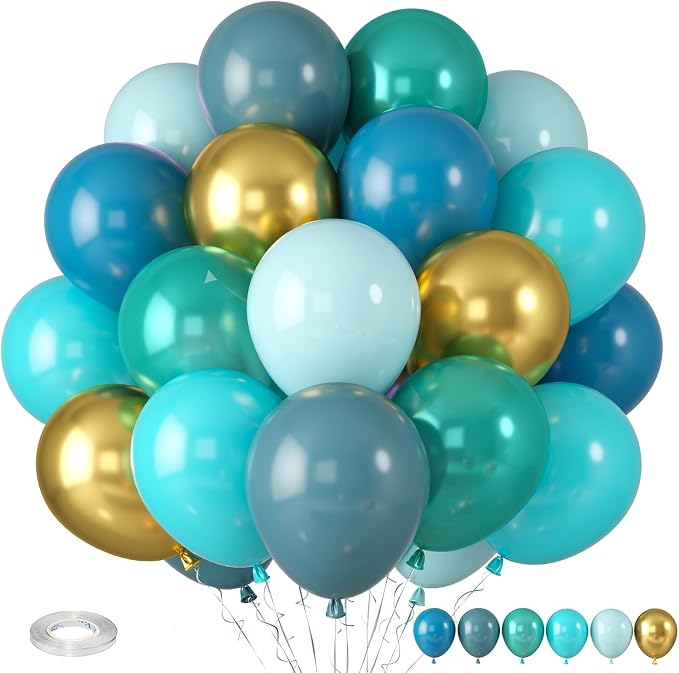 Teal Blue Balloons, Turquoise Balloons Macaron Teal Blue Balloon, Peacock Blue by Paready