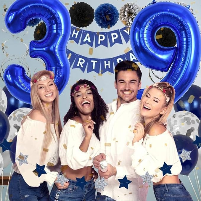 TONIFUL 40 Inch Navy Blue Number 40 Balloons Large Foil 40th Birthday Decor | - Image 5