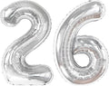 40 Inch Silver Mylar Foil Number 26 Birthday Balloon, Digital Balloons by Upgesy