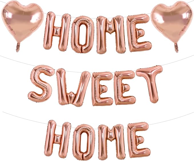TONIFUL 16 Inch Rose Gold HOME SWEET HOME Letter Balloon by TONIFUL