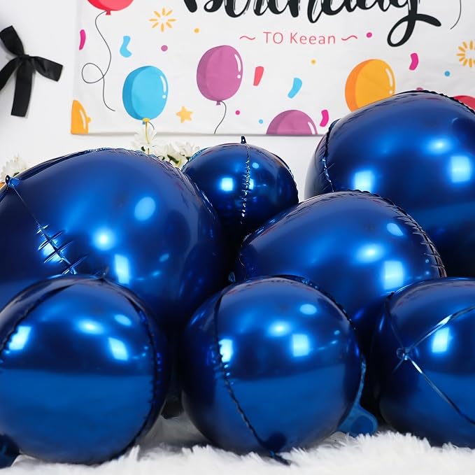 12Pcs Navy Blue Round Foil Balloons, Metallic Blue Foil Balloon - Image 6