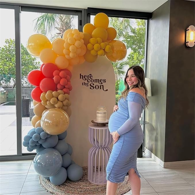 Here Comes the Son Balloon Arch Garland Kit, Slate Blue and Beige Balloon - Image 3