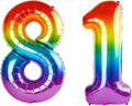40 Inch Number 81 Balloons for 81st Birthday Party Decorations, 0-100 Rainbow by FOBELEC