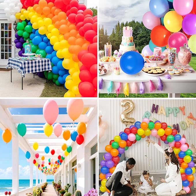 500 Pcs Balloons Assorted Colors, Rainbow Birthday Balloons Bulk Pack of Strong - Image 7